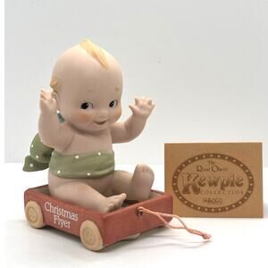 VTG 1993 Enesco, Rose O'Neill Porcelain Kewpie Doll, Match Box Wagon w/Box & Tag